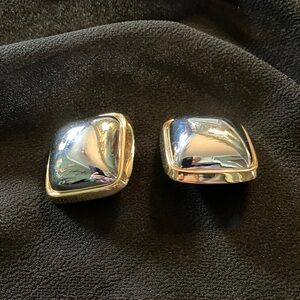 Silvertone with goldtone Square earings